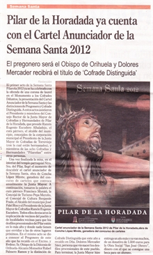 Presentación del Cartel Anunciador de Semana Santa 2012. Pilar de la Horadada